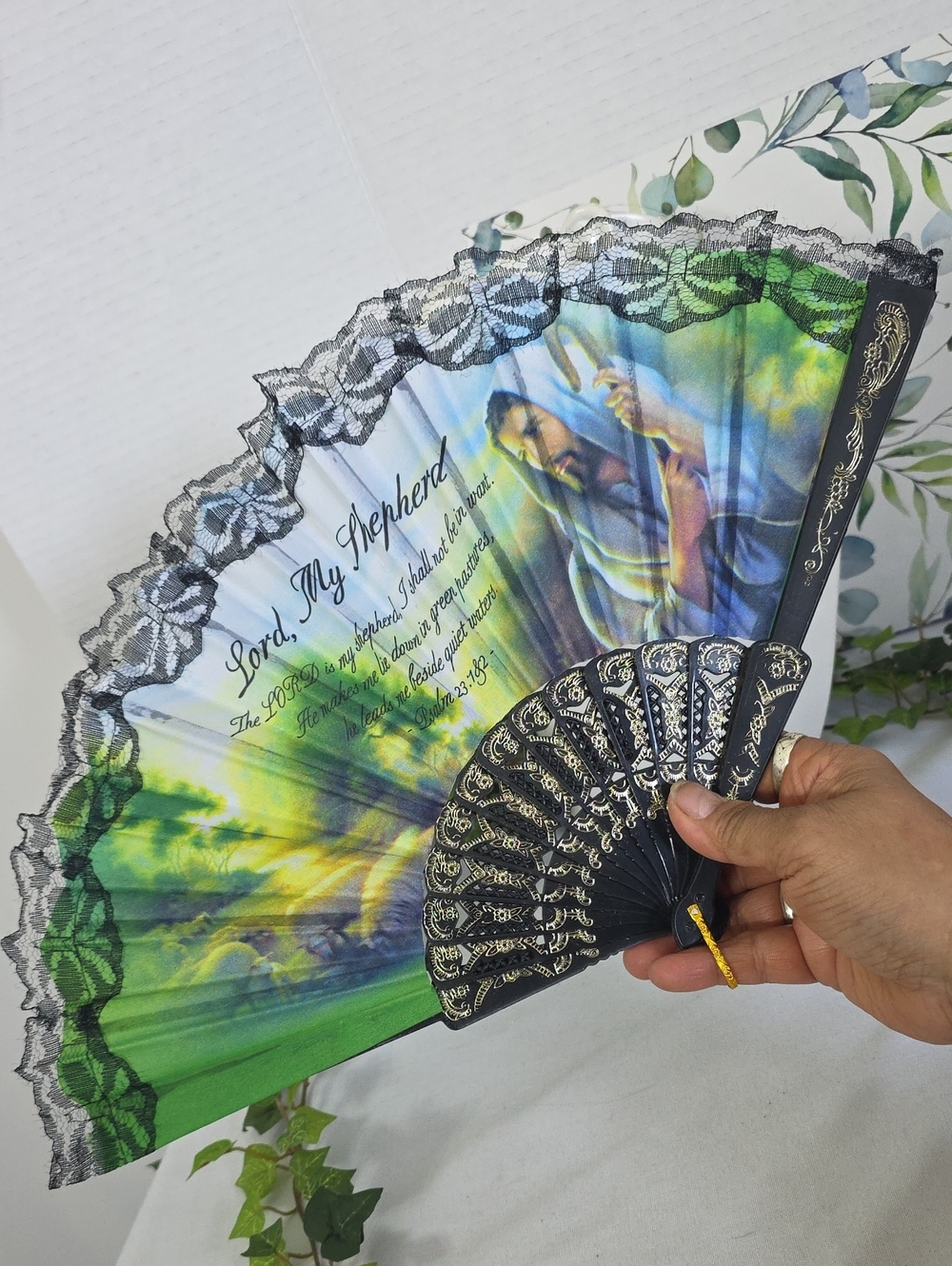 Lord, My Shepard Fabric Foldable Hand Fan